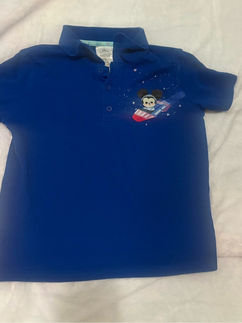 Disney Parks Disneyland Joey Chou Mickey Space Mountain Blue Polo medium kids